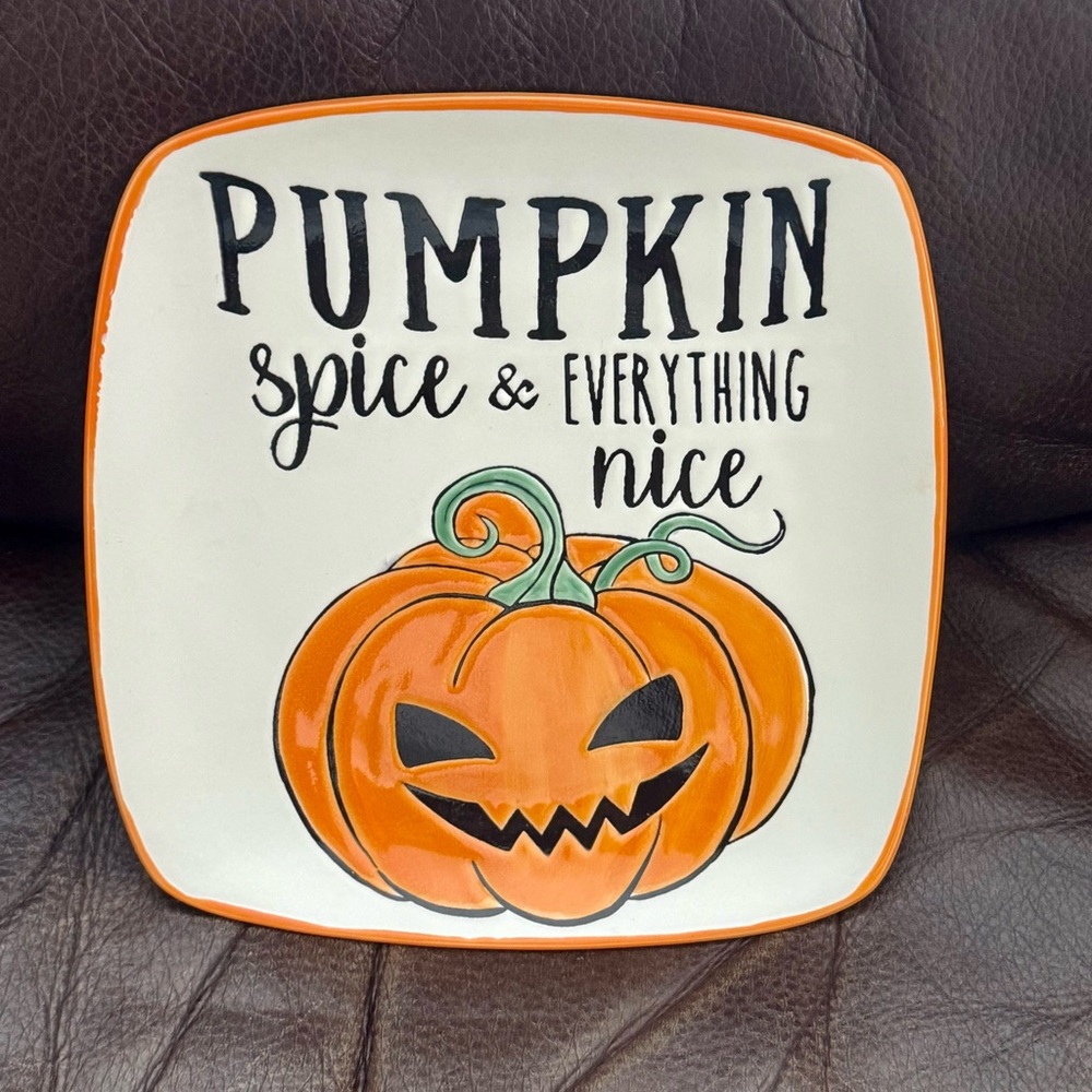 Pumpkin Spice & Everything Nice Jack O’Lantern - Square Halloween Plate